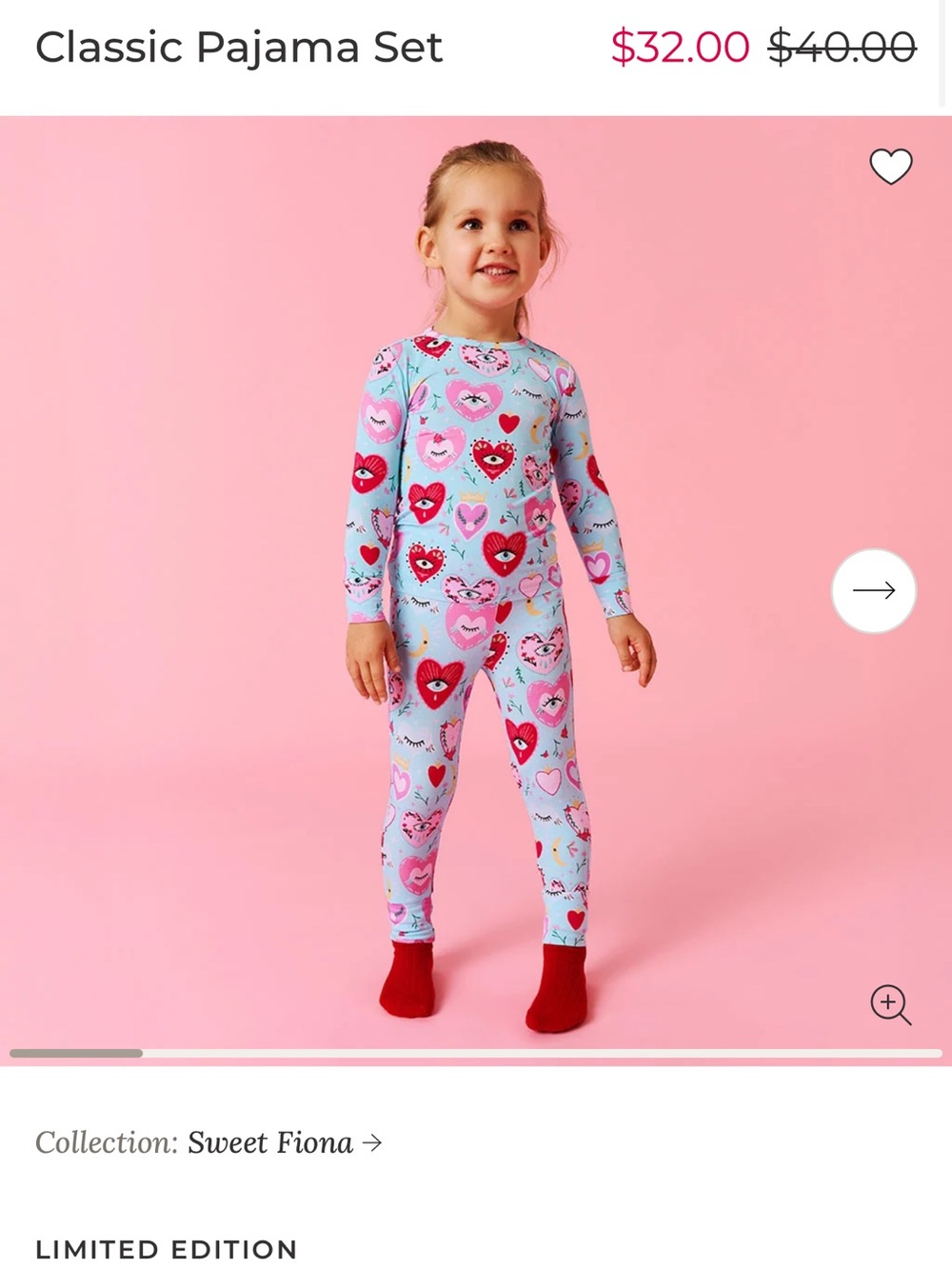 Posh Peanut Blue Heart-Print One-Piece Pajama with Red Accents